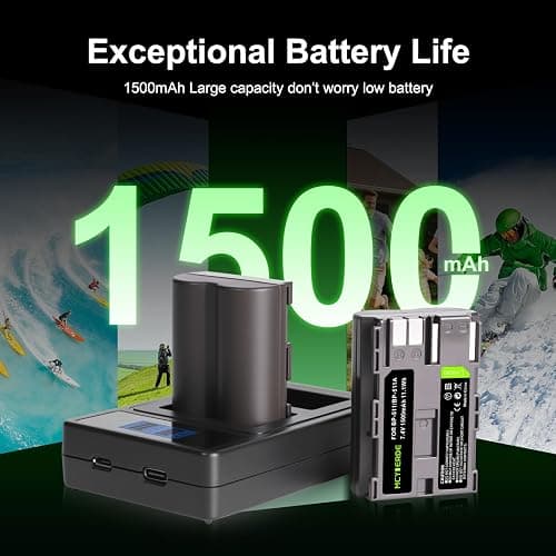 2 Pack BP-511 BP-511a Battery and Dual Slot Charger for Canon Cameras | Compatible with Canon EOS 20D 20Da 30D 5D 10D 40D 50D D60 300D Digital cameras thumbnail 5