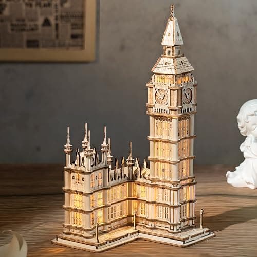 ROBOTIME 3D Puzzle for Adults Wooden Craft Kits for Teens DIY Construction Model Kit with LED Light to Build Educational Big Ben Set Toys Birthday Gifts thumbnail 9