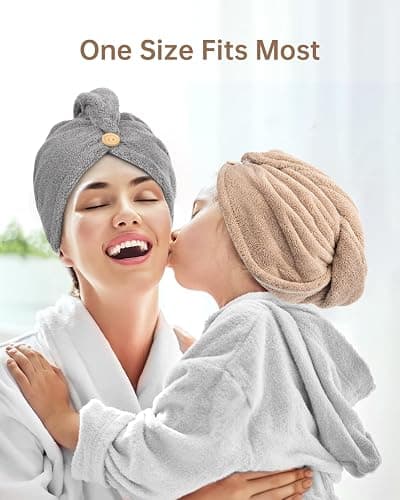 YFONG 3 Pack Hair Drying Towels, Hair Towel with Button, Super Absorbent Microfiber Hair Towel for Curly Hair, Fast Drying Hair Wraps for Women Girls, Microfiber Towel for Hair thumbnail 6