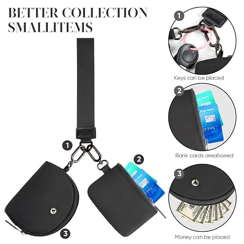 KeyChain Wallet Wristlet Wallets For Women Mini Zip Dual Pouch Wristlet thumbnail 5