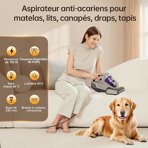 Jimmy JV35 Aspirateur Matelas Anti Acariens 700W avec Stérilisation UV-C, Chauffage à 60℃, Système de Filtration Dual-Cyclonic, Aspirateur pour Matelas, Lit, Tapis, etc. thumbnail 3
