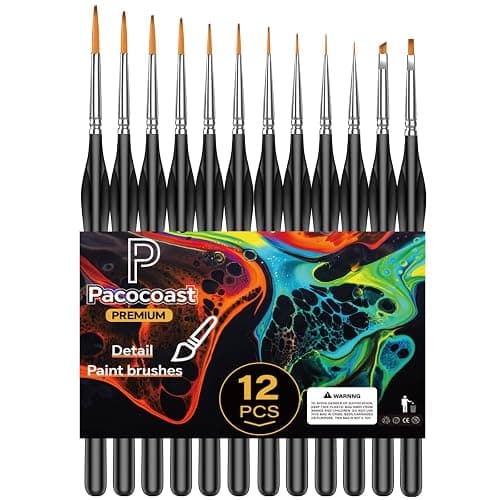 Pacocoast 12Pcs Detail Paint Brushes Set for Miniature Fine Art Painting | Triangular handles for acrylic, watercolor & oil paints. Great for crafts, models, figurines, face paint & paint-by-number - Image 1