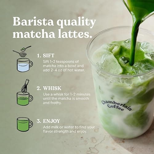 Chamberlain Coffee Vanilla Matcha Powder - Ceremonial Grade Matcha Powder with Madagascar Vanilla, Gluten-Free Flavor for Hot and Iced Drinks, Made with Premium Organic Ingredients - 1.06 Oz		 thumbnail 3