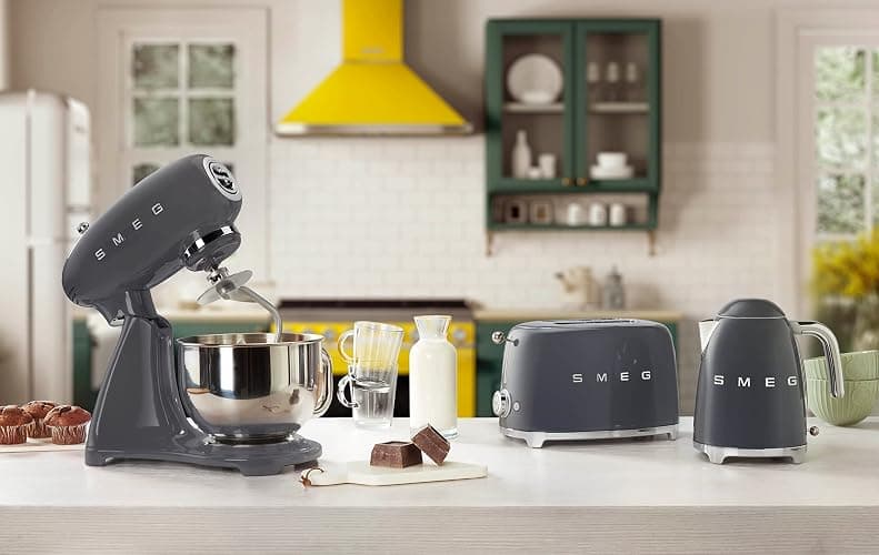 Smeg 50's Retro Style 2-Slice Toaster, 6 Browning Levels, Toast 1 Side, Reheat or Defrost, Removable Stainless Steel Crumb Tray, Slate Grey, TSF01GRUS thumbnail 2