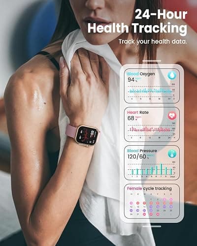 Smart Watch for Women for iPhone Android:1.85" Smartwatch Fitness Tracker | Make/Answer Call Sleep Heart Rate SpO2 Blood Pressure Monitor IP68 Waterproof 120+Sport Mode 1000mAh Battery 2Bands thumbnail 3