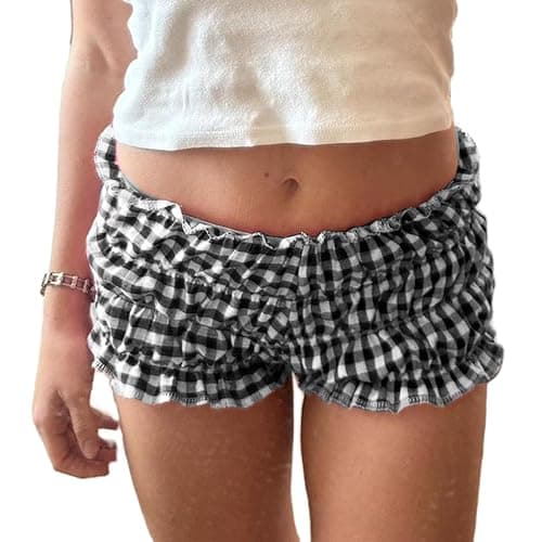 NUFIWI Women Lounge Shorts Button Floral Print Y2k Low Rise Sexy Micro Shorts Slim Fit Pajama Bottoms Cute Sleep Shorts - Image 1