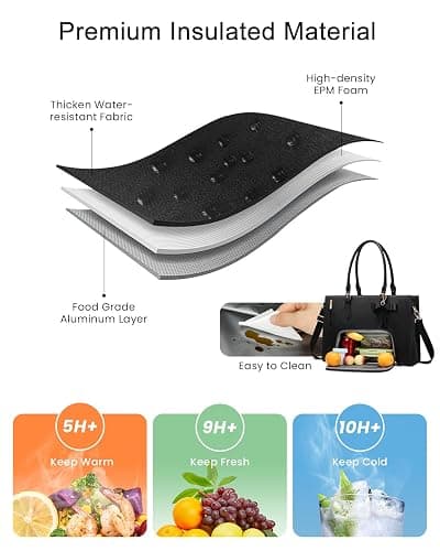 LOVEVOOK Lunch Tote Bag for Women, Laptop Bag for Work with Insulated Lunch Compartment 15.6 Inch 2 in 1 Lunch Tote Large Capacity Computer Handbag for Work, Teacher, Nurse, Office, Collage, Casual thumbnail 3