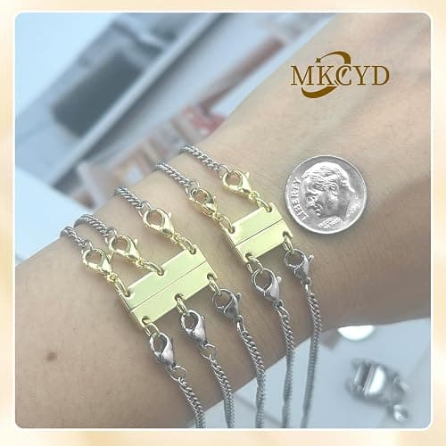 MKCYD Multi Necklace Layering Clasp Strong Magnetic Clasps | Gold and Silver Necklace Separator for Layering, Necklace Stack Clasp for Women, Multiple Jewelry Closures for Layered Look thumbnail 3