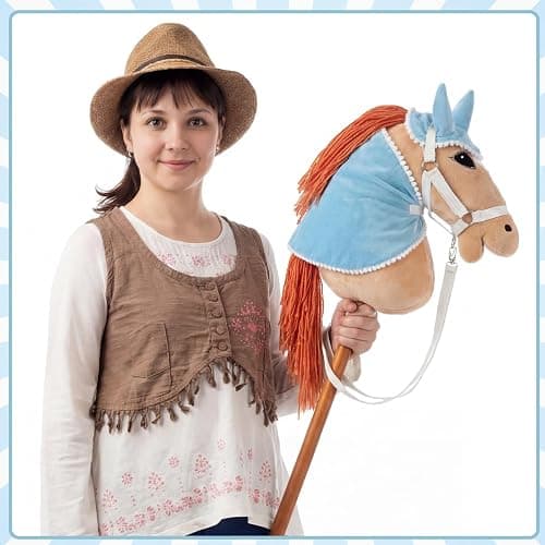 Teyva Daily 8 Pcs Hobby Horse Bridle Kit Include Horses Ear Bonnet Blanket Halter Sugar Cubes Red Green Apples Carrots Brush Saddle Belt Equestrian Enthusiast Gift, Hobby Horse Not Include thumbnail 4