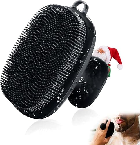 Face Scrubber, Silicone Face Scrubber for Men Facial Cleansing Brush Silicone Face Wash Brush Manual Waterproof Cleansing Skin Care Face Brushes for Exfoliating- Black - Image 1