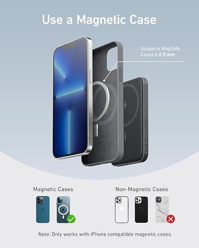 Anker 621 MagGo Power Bank, 5,000mAh Magnetic Portable Charger | Travel Essential Battery Pack with USB-C Cable, Compatible with iPhone 16 / 15 / 14 / 13 / 12 Series thumbnail 6