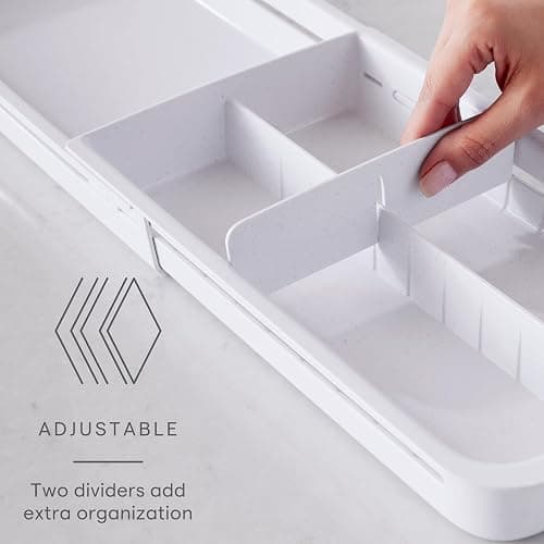 YouCopia DrawerFit Sliding Drawer Tray with Adjustable Dividers, Expandable Kitchen Storage Organizer, Speckled White thumbnail 4