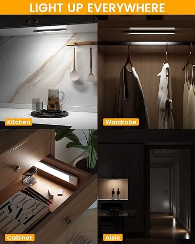 ASOKO Under Cabinet Lights Motion Sensor Light Indoor USB-C Rechargeable LED Closet Lights Battery Operated Under Cabinet Lighting Wireless Under Counter Lights for Kitchen(White,3Pack) thumbnail 6