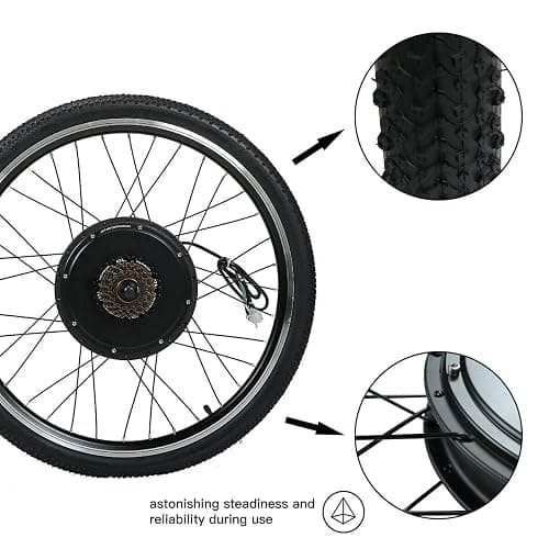 NAIMP 48V 1000W 26'' Electric Bike Conversion Kit, Rear Wheel Bicycle Motor E-Bike Kit LCD Display &5-level Smart Pedal Assistance, 5 Mode PAS Cycling Hub, Widened Tires, Black thumbnail 6
