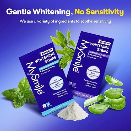 MySmile Teeth Whitening Strips 14 Treatments Kit, Hydroxyapatite-Infuse White Strips, Non-Sensitive Teeth Whitening with Soothing Natural Ingredients, Enamel-Safe, Residue-Free, Non-Slip(28 Count) - 28 Count (Pack of 1) thumbnail 4