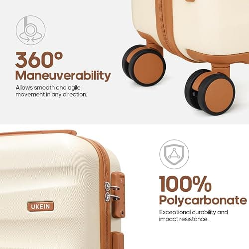 UKEIN Luggage Set with Backpack,Hardshell Carry On Luggage Airline Approved | 20inch Suitcase Set with 360° Smooth Spinner Wheels,TSA Lock,YKK Zippers,Lightweight 3 Piece,Polycarbonate thumbnail 5