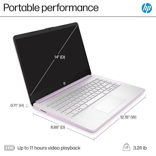 HP 14” Laptop Ultra-Portable Computer 2026 Student Business, MS Office, Copilot AI, Intel 4-Core CPU, 4GB RAM, 628GB Storage (128GB UFS+500GB Ext), Long Battery, MaxsolAccessory, Win 11 Pro, Lavender thumbnail 9