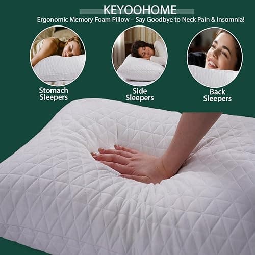 Shredded Memory Foam Pillows for Sleeping,Bed Pillows Queen Size Set of 2 Pack Cooling Adjustable,Good for Side and Back Sleeper with Washable Removable Cover thumbnail 6