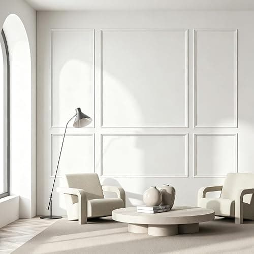 JSIWOTH Peel and Stick Wall Molding Kit, Wainscoting Panels 24 PCS | 6 frame premade panels, self adhesive wall trim, paintable molding, accent wall decor for living room bedroom hallway thumbnail 5
