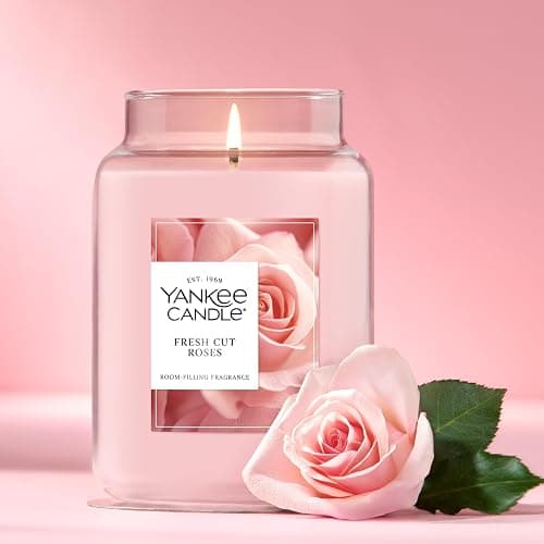 Yankee Candle Large Jar Scented Candle with up to 150 Hour Burn Time, Premium Plant Wax Blend for Consistent Burn, 22 oz Jar Candle with Room Filling Fragrance, Fresh Cut Roses - Fresh Cut Roses - New Large Jar thumbnail 4