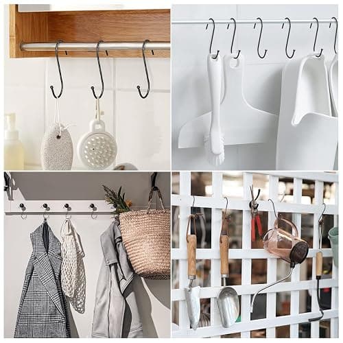 RELBRO Small S Hooks, 3.7 Inch Metal Hanging Jeans Hooks, Reversible, Heavy Duty, Black, 30 Pcs thumbnail 8