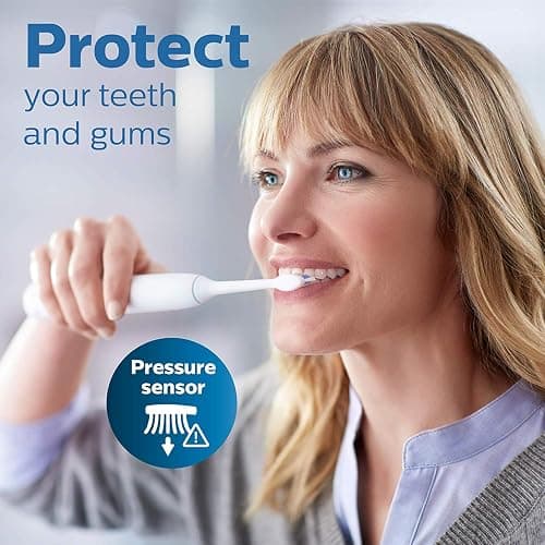Philips Sonicare ProtectiveClean 5300 Rechargeable Electric Toothbrush, with Pressure Sensor, 3 Cleaning Modes, SmarTimer and QuadPacer, with 2 Bonus Brush Heads, Travel Case, Black, Model HX6423/34 thumbnail 4
