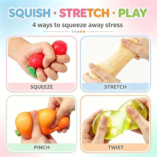 4 Pcs Squishy Fun Box, Mystery Packs Sensory Toys | Random 4 of 12 Colors, Birthday Gifts & Desk Toys thumbnail 5