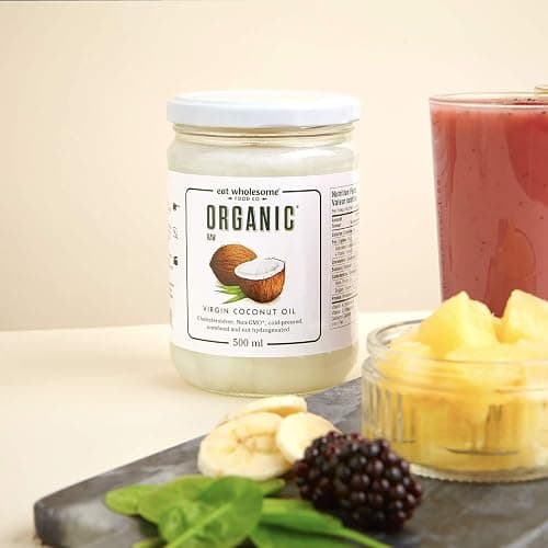 Eat Wholesome Huile De Coco Vierge Biologique, 500ml - Crue, Pressée À Froid, Primée, Bocal En Verre Dans Une Boîte, Pour La Cuisine, La Pâtisserie, Les Soins De La Peau Et Des Cheveux, Végétale thumbnail 4