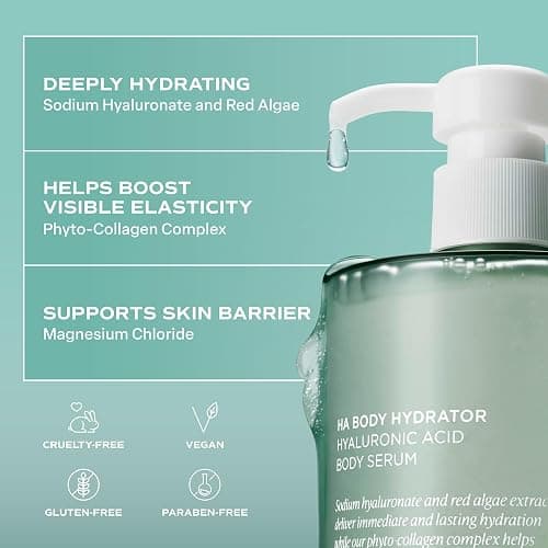 Saltair Hyaluronic Acid Body Serum – Hydrating Body Lotion for Smoother Looking Skin – Sheer Gel Moisturizer with Sodium Hyaluronate & Red Algae – Fragrance-Free HA Hydrator – 13oz Pump Bottle thumbnail 3