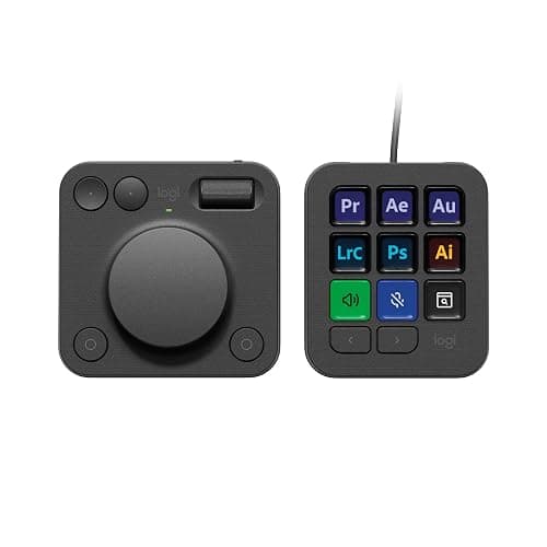 Logitech MX Creative Console - 9 Customizable LCD Keys, Control Dial for Graphic Design, Video Editing, Control Adobe, Zoom, Spotify and More - Graphite, with 3-Month Adobe Creative Cloud Membership - Graphite - Image 1