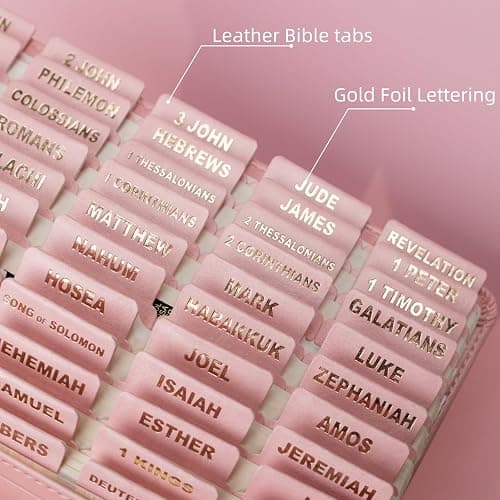 UPAFEXXI-Leather Bible Tabs, Bible Tabs for Women and Men(Gold Foil Lettering) Large Print Stickers, Easy to Read and Apply, 80 Chapters Labels for Easy Navigation(Pink) thumbnail 2