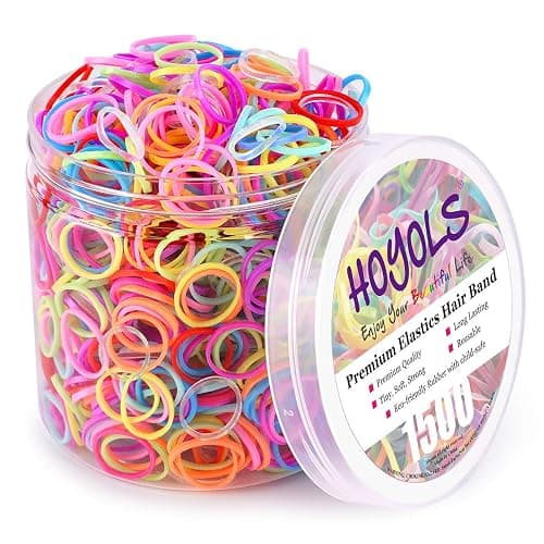 HOYOLS Mini Rubber Bands, 1500 Pcs Multicolor Hair Ties for Braids | Small TPU Elastics in Multi Colors with Gentle No-Pull Hold for Braids, Ponytails, Sectioning and Daily Styling - Image 1