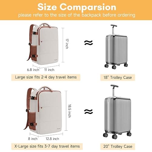 Taygeer Backpack for Women, College Backpack with Laptop Compartment & Shoe Pouch, 35l Travel Laptop Mochila Carry On Luggage, Airline Approved Personal Item Bag For Weekender Gym Hiking, Khaki White thumbnail 3