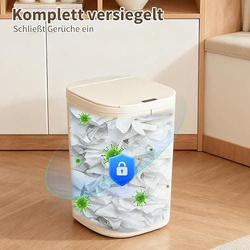 SternSinn 20L Mülleimer mit Sensor, Elektrischer Mülleimer mit Deckel, Automatisches Öffnen und Schließen, Wasserdicht, für Schlafzimmer, Badezimmer, Küche, Büro (Weiß) thumbnail 5