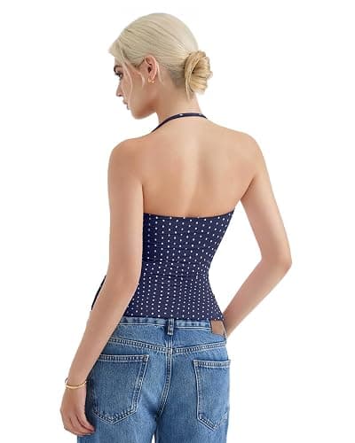 SUUKSESS Women Halter Double Lined Tank Top Backless Going Out Camisole Crop Top thumbnail 4