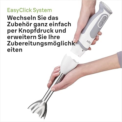 Braun Household Stabmixer MQ 5235WH Stabmixer – MultiQuick 5 Vario Pürierstab mit Edelstahl Mixfuß, 1000 Watt, inkl. 3-teiligem Zubehör-Set, weiß/grau [Energieklasse A] thumbnail 6