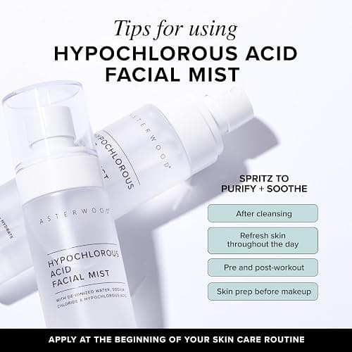 Asterwood Hypochlorous Acid Spray for Face - Targets Acne, Redness, Irritation - Multi-Purpose Skin Repair - Antibacterial, Antimicrobial - After Gym/Post-Workout Facial Mist - 4 Fl Oz thumbnail 5