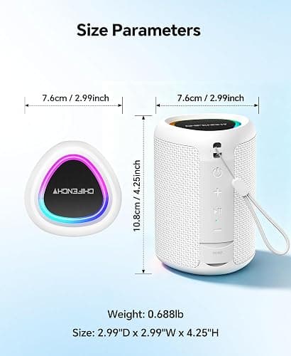 Portable Bluetooth Speaker Beach Essentials: IPX5 Waterproof for Outdoor | Powerful HD Sound,Dynamic Light,All Day Playtime,Wireless BT 5.3,TWS Pairing,Travel|Camping|Pool Accessorie,School Supplies thumbnail 8