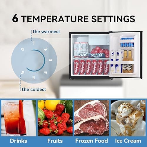 Frestec 1.7 Cu.Ft Mini Fridge with Freezer,Mini Fridge for Bedroom,Small Refrigerator,Dorm Refrigerators with Freezer,Compact Refrigerator for Office,Apartment,Dorm,Bedroom (Black) thumbnail 7