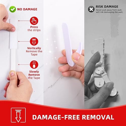 Sinfuo Utility Wall Hooks for Hanging Medium 16 Hooks, Damage Free Hanging Wall with Adhesive 20 Strips, Heavy Duty Adhesive Damage Free for Key Holder, Coat, Door, Shower thumbnail 5