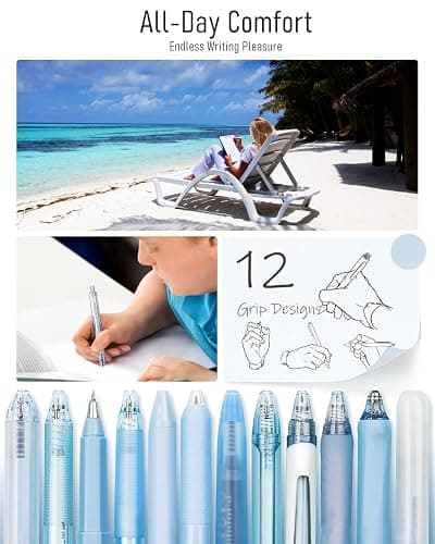 Four Candies Ocean Series Gel Pens, Black & Blue Ink Journaling Pens with 0.5 mm Fine Point, Cute School Office Supplies Aesthetic Desk Accessories, Set of 12 thumbnail 6