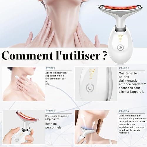 Appareil Anti Rides Visage, Appareil Massage Visage 7 Couleurs, 3 Modes 45°C EMS Appareil de Massage Gua Sha Lifting Visage, Anti-Âge Raffermissant Face Cou Double Menton Masseur Lift thumbnail 6