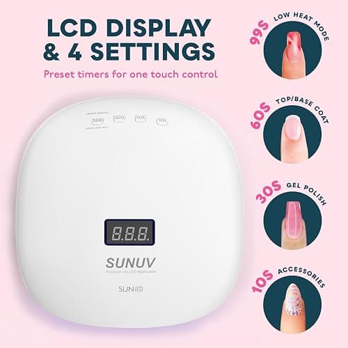 SUNUV Lampe à Ongles UV LED pour Vernis Gel, avec 4 Réglages de Minuterie, Sèche-Ongles avec Affichage LED à Capteur Automatique et Base Amovible, SUN4S Rose thumbnail 2