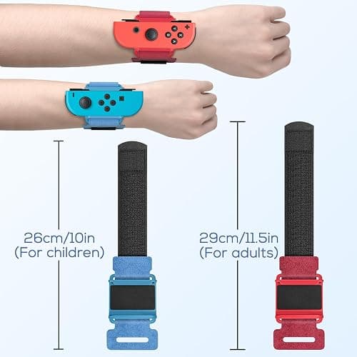 Wrist Bands for Just Dance 2025 2024 2023 2022 2021 for Nintendo Switch & Switch OLED, YUANHOT Adjustable Elastic Dance Straps Compatible with Joycon, 2 Pack for Kids and Adults - R/B thumbnail 2