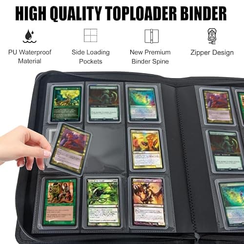 Toploader Binder, Holds 288 Toploaders with Personalized Cover, 9-Pocket Ringless Side-Loading Waterproof Storage for TCG, One Piece, MTG Cards thumbnail 5