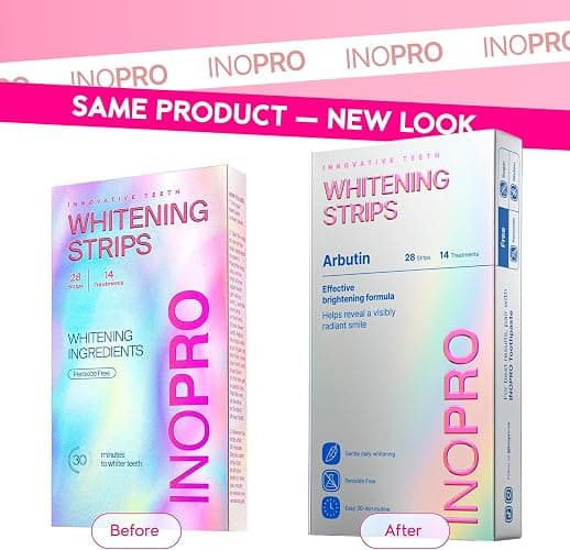InoPro Teeth Whitening Strips 14 Treatments Kit - Enamel Safe Teeth Whitener, Peroxide-Free, Green White Strips for Teeth Whitening with Arbutin, Coconut Oil, Deep Stains Removal (28 Strips) thumbnail 2