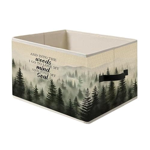 FITIE Foggy Misty Nature Forest Storage Bin Box with Handles, and into the Woods I Go to Lose My Mind Find My Soul Foldable Organizer Basket Toybox for Bedroom Bathroom Clothes Toys Books - Image 1