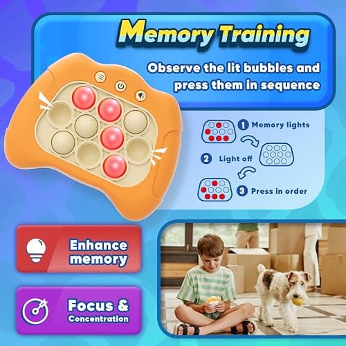 Byserten Handheld Game for Kids 6-12 with Lights and Sounds, Sensory Fidget Toys for Kids 8-12, Birthday Gifts for 6 7 8 9 Year Old Girls & Boys & Teens -Orange thumbnail 3