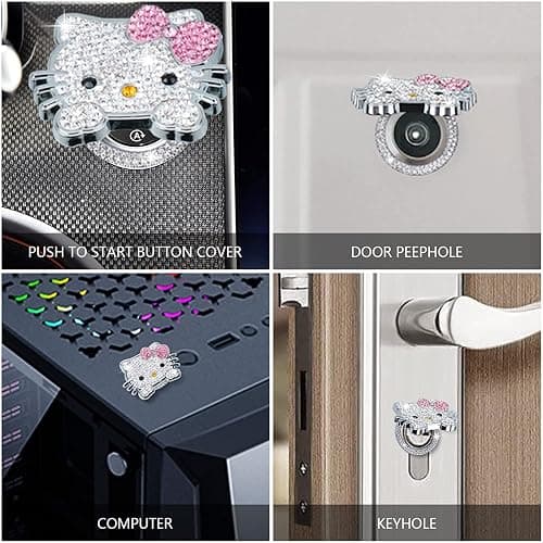 Bling Car Push to Start Button Cover Accessories, Crystal Rhinestone Car Engine Start Stop Button Cover, Auto Ignition Switch Cover, Cute Car Accessories for Women Decoration Interior Sticker thumbnail 7