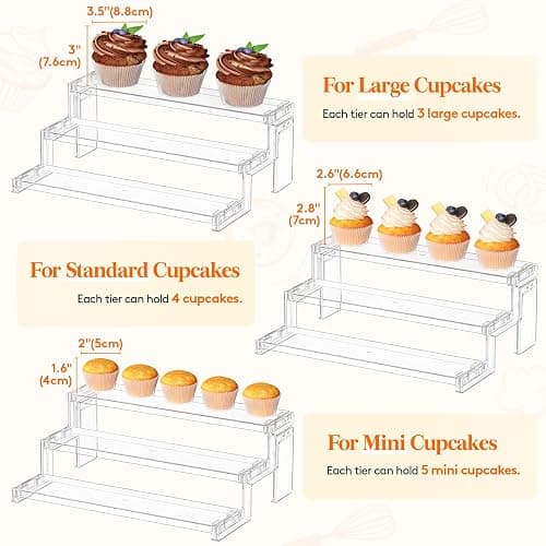 Lifewit 12″ Spice Rack, Perfume Cologne Stand, Tool-Free Assembly, 1 Pcs | 3-Tier Clear Cupcake Riser, Display Shelf for Seasoning, Figurine, Makeup, Room Decor, Kitchen Cabinet Storage Organization thumbnail 5